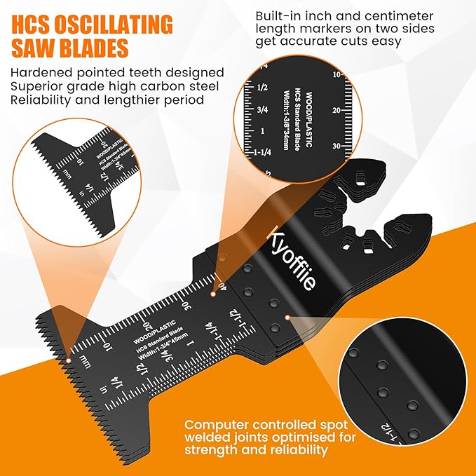 100Pcs Oscillating Saw Blades, 1-3/4" Quick Release Multi Tool Blades Kits Universal Oscillating Tool Blades Wood Plastic Multitool Blades Compatible with Dewalt Ryobi Makita Bosch Craftsman
