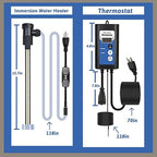 1500W Immersion Water Heater Portable Electric Hot Tub and Pool Submersible Water Heater with Temp Control, GFCI for Bathtubs, Baptistry, spa tub, Above Ground Pool, Inflatable Pool & Bucket