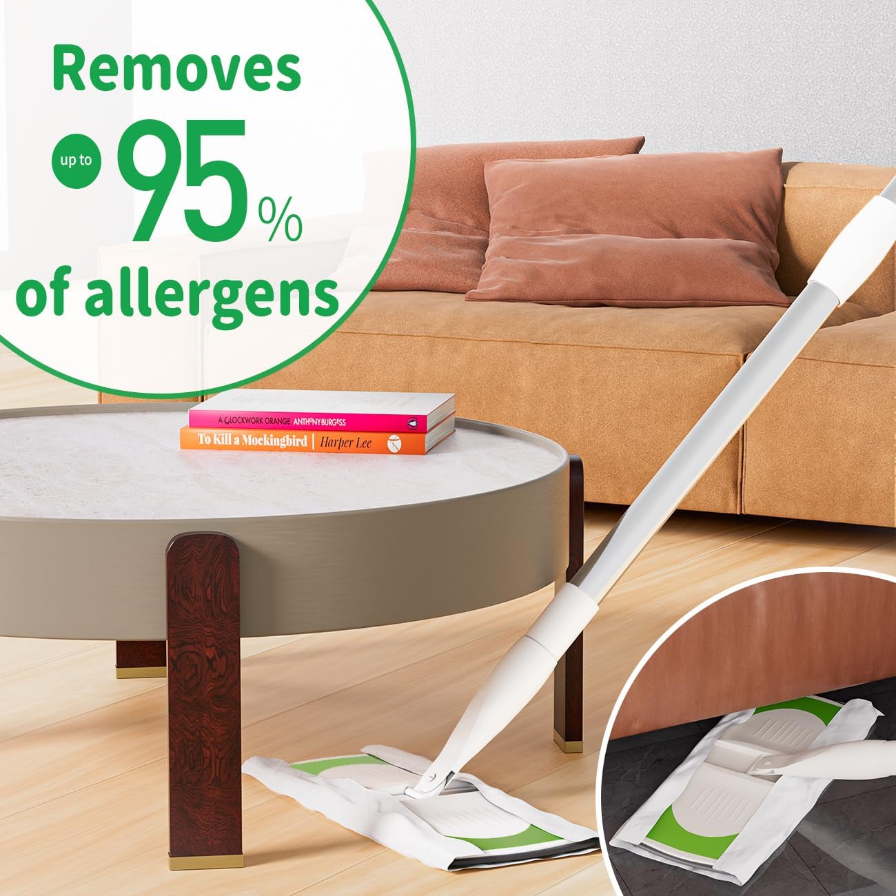 Sweeper 2-in-1 Dry + Wet Cleaning Tool,Professional Floor Mopping and Sweeping Kit Includes 1 Sweeper,40 Dry Sweeping Cloths,6 Wet Mopping Cloths