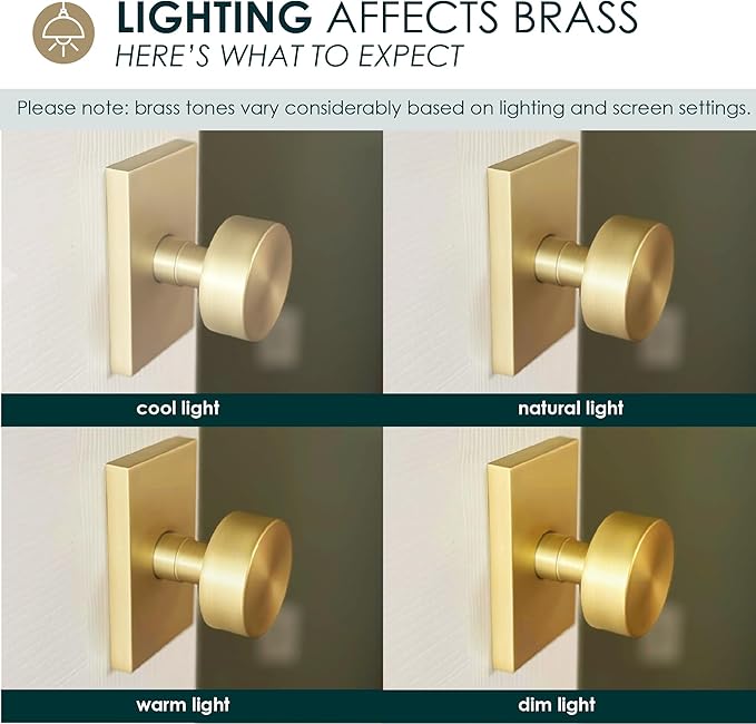 Mega Handles SUANA Privacy Door Knob for Hallway, Closet and Bathroom, Reversible Heavy Duty Design Door Knobs, Fits All Standard Door Sizes Screws Included - Satin Brass (1 Pack)