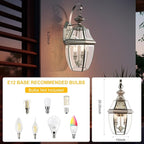 Outdoor Wall Lights, 20inch Large Exterior Lighting Fixtures, 2 Light Waterproof Wall Sconce with Glass Shades, Aluminium Outside Lanterns for Porch Farmhouse Patio Doorway Yard (E12 Base Max 40W)