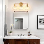 Gold 3-Light Bathroom Vanity Fixture with Clear Glass Shades Modern Wall Lamp Suitable for Bathrooms, Dressing Rooms