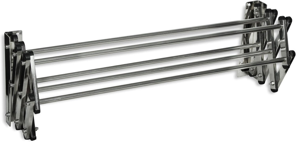 AERO W Racks Stainless Steel Wall Mounted Collapsible Laundry Clothes Drying Rack 45 Pound Capacity 11 Linear Ft