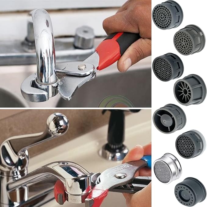 Faucet Aerator 2.2 GPM Plugin Restrictor Replacement Parts For Bathroom or Kitchen Plug-In Aerator (8 Sets With Gasket)
