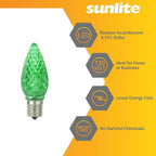 Sunlite 40464 LED C9, Holiday Decorative Light Bulb, 0.4 Watts, E17 Intermediate Base, Faceted Christmas-Lights; Nightlight, Green, 24 Count