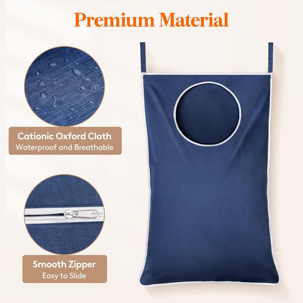 Lifewit 2 Pack Over Door Laundry Hamper, Large Collapsible Hanging Laundry Hamper, Hanging Laundry Basket Bag for Bathroom Bedroom Dirty Clothes Storage Organizer, Dark Blue