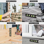 BETHEL 6 Inch Magnetic Torpedo Level with 4 Bubble Vials, V-Groove & Magnetic Rails, Black Aluminum Alloy Construction