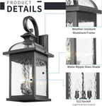 Darkaway Outdoor Lights Fixtures Wall Mount, Extra Large 26inch Outdoor Wall Sconce Lights with Water Ripple Glass for House Front Porch Patio Garage E12 Bulb Base