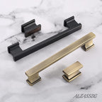 Alzassbg 15 Pack Brushed Antique Brass Cabinet Pulls, 3-3/4 Inch(96mm) Hole Centers Kitchen Cabinet Handles for Cabinets and Drawers AL3061AB