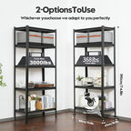 Kitchen Shelving with Lockable Wheels - 5-Tier Space-Saving Metal Shelves 72" H X 31.5" W X 17" D, Heavy Duty Adjustable Storage Shelf for Living Room/Home Office/Pantry