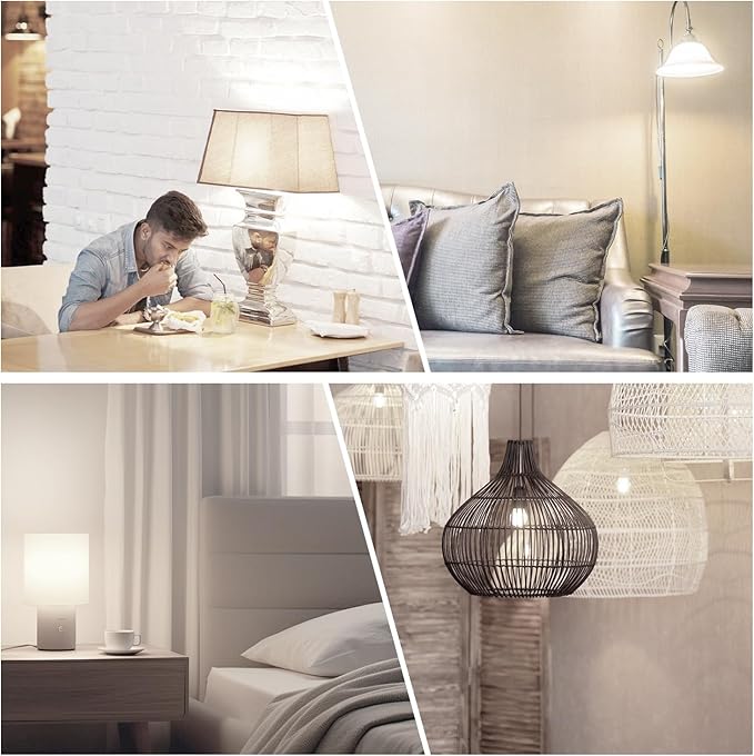 dalattin A19 Vintage LED Edison Bulbs, 60W Equivalent Light Bulbs, 5000K Daylight White, Clear Glass Filament Bulb, Efficient 8W, E26 Base, 800 LM, CRI80+, Non-Dimmable for Home, Farmhouse, 4 Pack