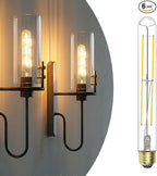 E26 Dimmable Led Tubular Light Bulbs, 60 Watt Equivalent,8.9 inch T10 Long Edison Bulbs, 6W 2700K Warm White 600LM Dimmable Warm Light, Vintage Clear Tube Edison Bulbs for Desk Lamps,Wall Sconces