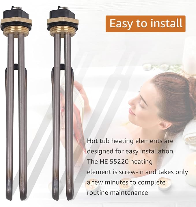 2 Pack HE 55220 Titanium Water Heater Element, Screw in 5.5KW 220V Replacement Part. Compatible with Ecosmart ECO POU 6 ECO 8 ECO 11 Smart Electric Tankless Water Heater Heating Element