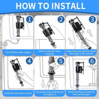 16 Pieces Adjustable Toilet Fill Valve Replacement Kit with Gloves, Quiet Toilet Flush Valve for Tank and Bowl, Universal Toilet Valve Replacement Set (8–13 in, G15/16")