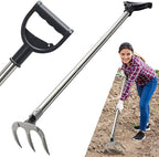 Garden Hand Cultivator Rake: 50inch Long Handle Hoe Garden Tool with Ergonomic D Grip, Heavy Duty Iron 3-Tine Tiller Rakes for Gardening,Cultivating, Planting, Digging, Weeding
