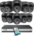 ZOSI C220 16CH 4K PoE Home Security Camera System, 16 Channel 4K 8MP NVR with 4TB HDD for 24/7 Record, 10 x 4MP(1440p) QHD 2.5K Dome IP Cameras Outdoor Indoor, Smart AI Human Detection, Two-Way Audio
