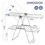 APEXCHASER Clothes Drying Rack with 4 Wings, Drying Rack Clothing with Height-Adjustable, Foldable Gullwings Laundry Drying Rack, Indoor Outdoor Use, No Assembly, Blue