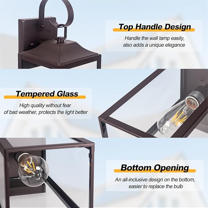 19" Large Outdoor Wall Lantern 2 Pack, Bronze Exterior Lighting Fixtures Porch Light, Outdoor Light Fixtures Waterproof Wall Sconce Lamps Outside Lights for House Patio Garage Porch