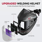 ARCCAPTAIN Large Viewing Screen 3.93"X3.66" Welding Helmet, True Color 1/1/1/1 Solar Power Auto Darkening Welding Hood with 4 Arc Sensor, Wide Shade 4/5-9/9-13 for TIG MIG ARC, Grey