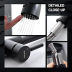 WEWE Black Kitchen Sink Faucets: Water Faucet with Pull Down Sprayer Stainless Steel Single Handle 1 Or 3 Hole for Farmhouse Commercial Camper Laundry Rv Bar