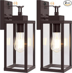 BesLowe 14” Upgraded Motion Sensor Outdoor Wall Lights, Dusk to Dawn Porch Lights Outdoor Wall Sconces, 3 Lighting Modes Exterior Lighting Fixtures with Hooks, Brown Outside Lights for House, 2-Pack