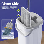 Mop and Bucket Set, Flat Mops for Floor Cleaning, Wall Mop with 60" Extensible Handle, Hardwood Floor Mop with 6 Microfiber Pads