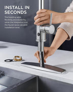 FORIOUS Touchless Kitchen Faucet with Pull Down Sprayer, Brushed Nickel Hands-Free Smart Motion Sensor Sink Faucet Single Handle Contemporary, Suitable for Farmhouse Laundry Camper RV Bar