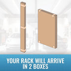 MonsterRax Overhead Garage Storage Rack - 4 x 8 Ceiling Shelving, Adjustable Hanging Racks, Color: White, 24"-45" Ceiling Drop.