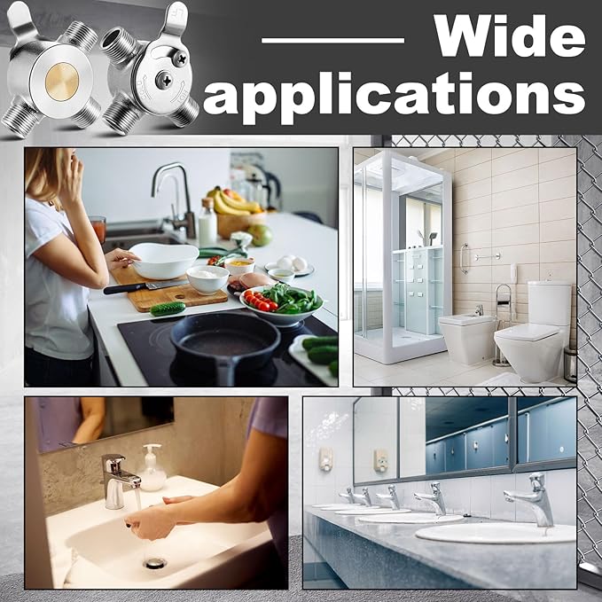 2 Pieces 3/8" Manual Mixing Valve Hot Cold Water Temperature Mixer Thermostatic Mixing Valve for Home and Bathroom Below Deck to Adjust Water Temperature, 4 Braided Faucet Connector Included