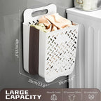 Plastic Foldable Laundry Basket with Handle, 42L Wall Mounted Laundry Hamper Freestanding Dirty Clothes Hamper, Collapsible Laundry Baskets Pop Up Hamper Storage Container for Snacks Dolls