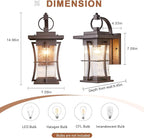 Oil Rubbed Bronze Outdoor Light Sconces Wall Mount Matte Brown Outdoor Wall Lamp Large Exterior Porch Wall Lantern with Seeded Glass 15" Outside Lights for House, Front Door, Patio, Backyard
