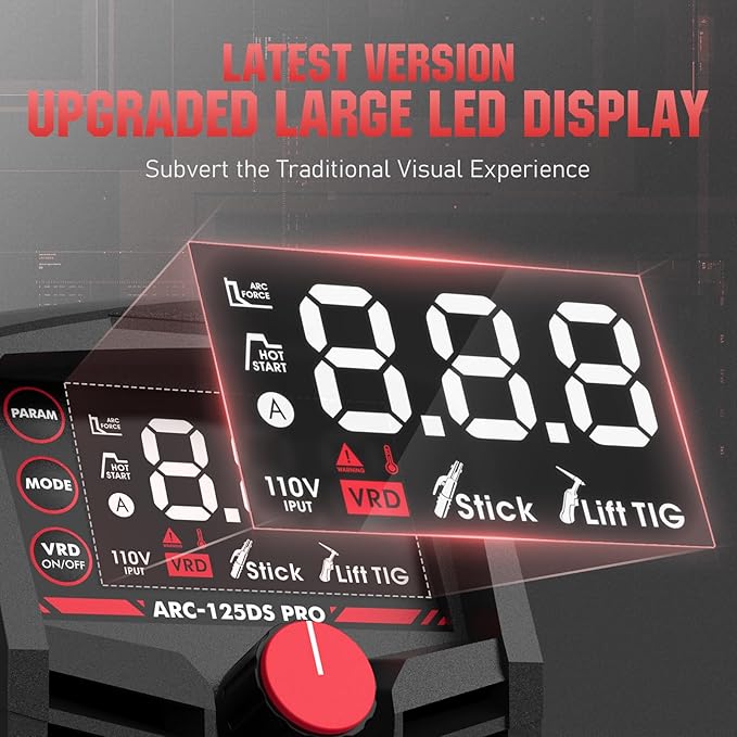 YESWELDER 125Amp Mini Stick Welder Large LED Display with Lift TIG Torch, IGBT ARC Welding Machine, 110V Hot Start Portable MMA Welder Machine, Arc force