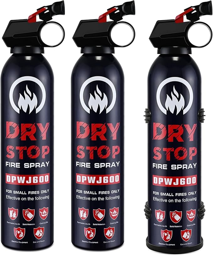 3PCS Fire Extinguisher for Home - Dry Stop Fire Extinguisher Spray, 600g Dry Chemical Fire Extinguisher for Kitchen, Car & Home | Portable, Fights Grease, Electrical & Vehicle Fires