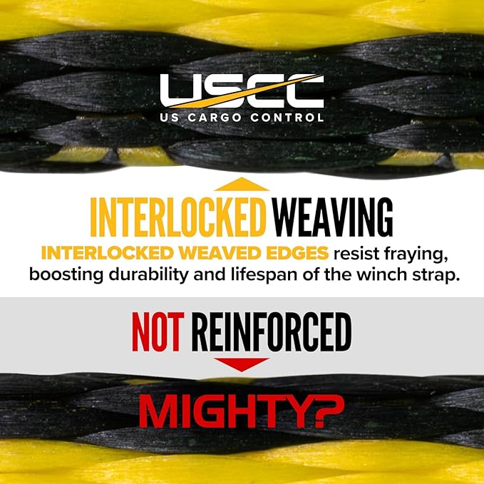 US Cargo Control 4" x 30' Winch Strap with D-Ring, 5,400 LBS Working Load Limit, Heavy Duty Flatbed Tie Downs, Yellow 4 Inch Straps for Flatbed Trailers, Trucks, and Cargo Securement