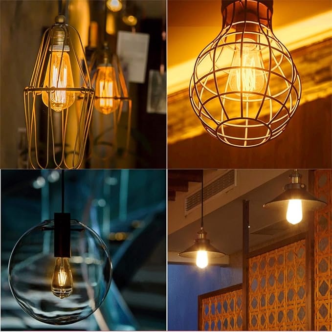 LUXON Edison Bulbs 60 watt,ST64 Incandescent Light Bulb, Antique Vintage Style,Dimmable Amber Glass 2000K Warm E26 Base,for Wall Sconce Retro Fixture (Pack of 6)