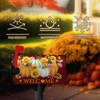 Fall Autumn Pumpkin Mailbox Cover Magnetic Yellow Sunflower Maple Leaves Mailbox Cover Large Size 25.5 X 21 Inch Thanksgiving Welcome Post Box Covers Wraps Home Garden Decor for Outdoor
