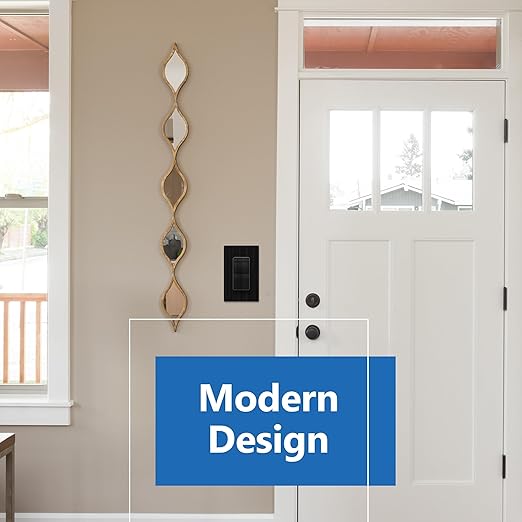 LIDER Brushed Black Minimalist Design Decorator Switch, Frameless Paddle Wall Light Switch, On/Off Rocker Switch, 3-Way or Single Pole, Residential Grade, UL Listed, 3 Wire, 15A 120-277VAC, 5 Pack