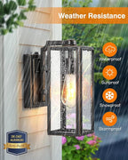 VIANIS Dusk to Dawn Outdoor Wall Lighting, Exterior Waterproof Wall Sconce Light Fixtures, Black Outside Porch Lights with Toughened Glass Shade, Anti-Rust Wall Mount Lantern for Garage 2Pcs