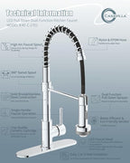 Kitchen Faucet with LED Light, Chrome Faucet with Soap Dispenser, Faucet for Kitchen Sink, Single Handle Stainless Steel Kitchen Sink Faucets with Pull Down Sprayer, Camper Farmhouse RV