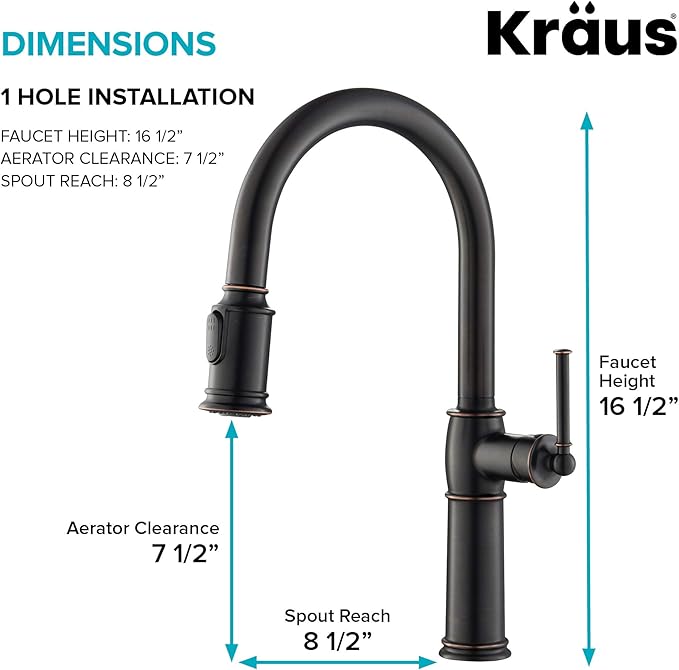 KRAUS KPF-1682ORB Sellette Single Handle Pull-Down Kitchen Faucet, Oil Rubbed Bronze