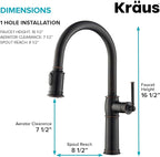 KRAUS KPF-1682ORB Sellette Single Handle Pull-Down Kitchen Faucet, Oil Rubbed Bronze