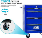 4 Drawers Rolling Tool Box on Wheels, Multifunctional Tool Chest Cabinet with Lock, Drawers Rolling Tool Cart Trolley Organizer Tool Storage Case for Warehouse,Garage,Workshop (Blue)