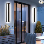 MELUCEE 24inch Long Outdoor Wall Lights 2 Pack Outside Linear Porch Lights 5 Color Dimmable Outside Garage Lighting Exterior Light Fixtures Wall Mount for House Patio Balcony Porch, IP65 Waterproof