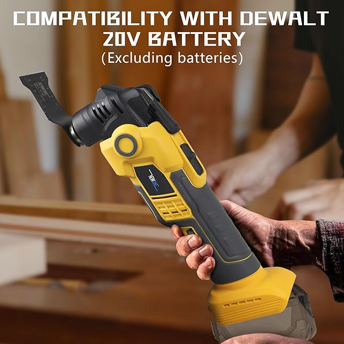 NEWONE Anti-vibration Oscillating Tool Compatible with De-Walt 20V Battery Anti-vibration Oscillating Multi-Tool Kit with 3.6° Oscillation Angle,6 Variable Speed,16-piece Electric Multitool Blades,Box