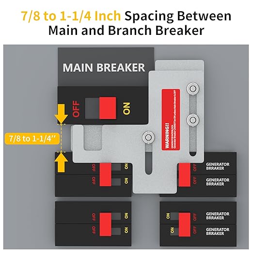 Generator Interlock Kit Compatible with Siemens or Murray 150 Amp or 200 Amp Panels, Interlock Kit with 7/8 to 1 1/4 Inch Spacing Between Main and Branch Breaker
