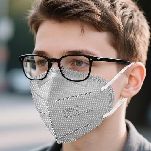 LEMENT KN95 Face Masks,100 Pack Breathable Cup Dust Disposable Masks For Adults,Grey