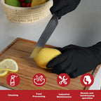 Disposable Gloves Medium, Nitrile and Vinyl Blend Latex Free Gloves, 4 Mil,1000 Pc. Food Grade Glove for Cleaning, Food Prep, Hair Dye, Tattoo, Black