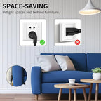 Miady Flat Plug Extension Cord 1 Ft, 90 Degree Plug Adapter, 3 Prong Grounded Wire Short Flat Wall Power Cable Black ETL Listed (4-Pack, 13 Amp, 125 Volts, 1625 Watts)