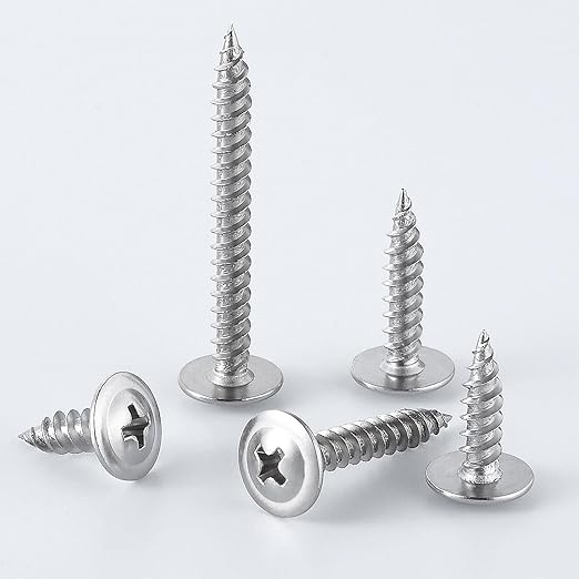 (250 pcs)#8×1" Phillips Truss Head Wood Screws Stainless Steel 410 Quick Metal Self Tapping