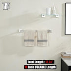 JQK Brushed Towel Bar, Rounded Edges 20.41 Inch Towel Rack, 304 Stainless Steel Bathroom Wall Mount, Useable Length 18 Inch, TB250L18-BN